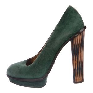 Fendi Suede Round-Toe Pumps